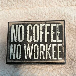 Primitive Black Wood Box Sign with White Label Accent